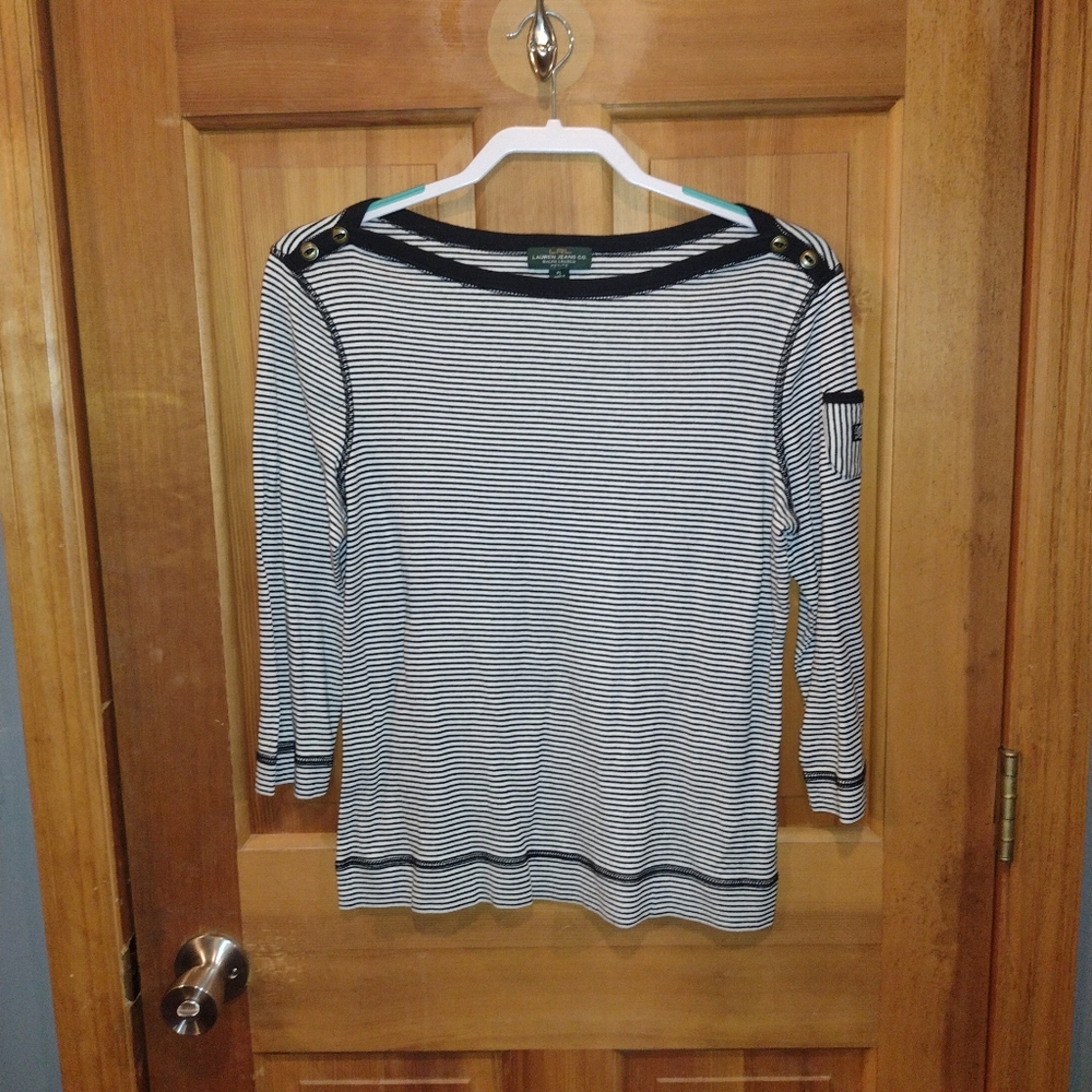 Women's Ralph Lauren black and white 100% cotton shirt size PL